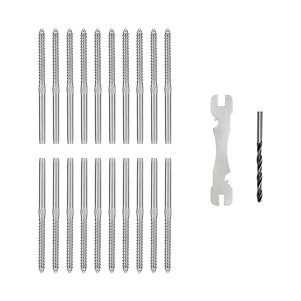 Stainless Steel DIY Rope Balustrade Kit 3.2mm Swage 2 x Lag Screw Term - 10 pack Price