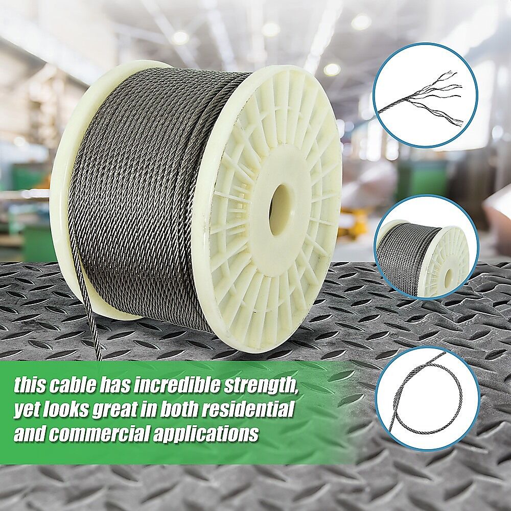 50M 316 Marine Stainless Steel Wire Rope Cable Decking Balustrade Rigging 7x19 4mm Price