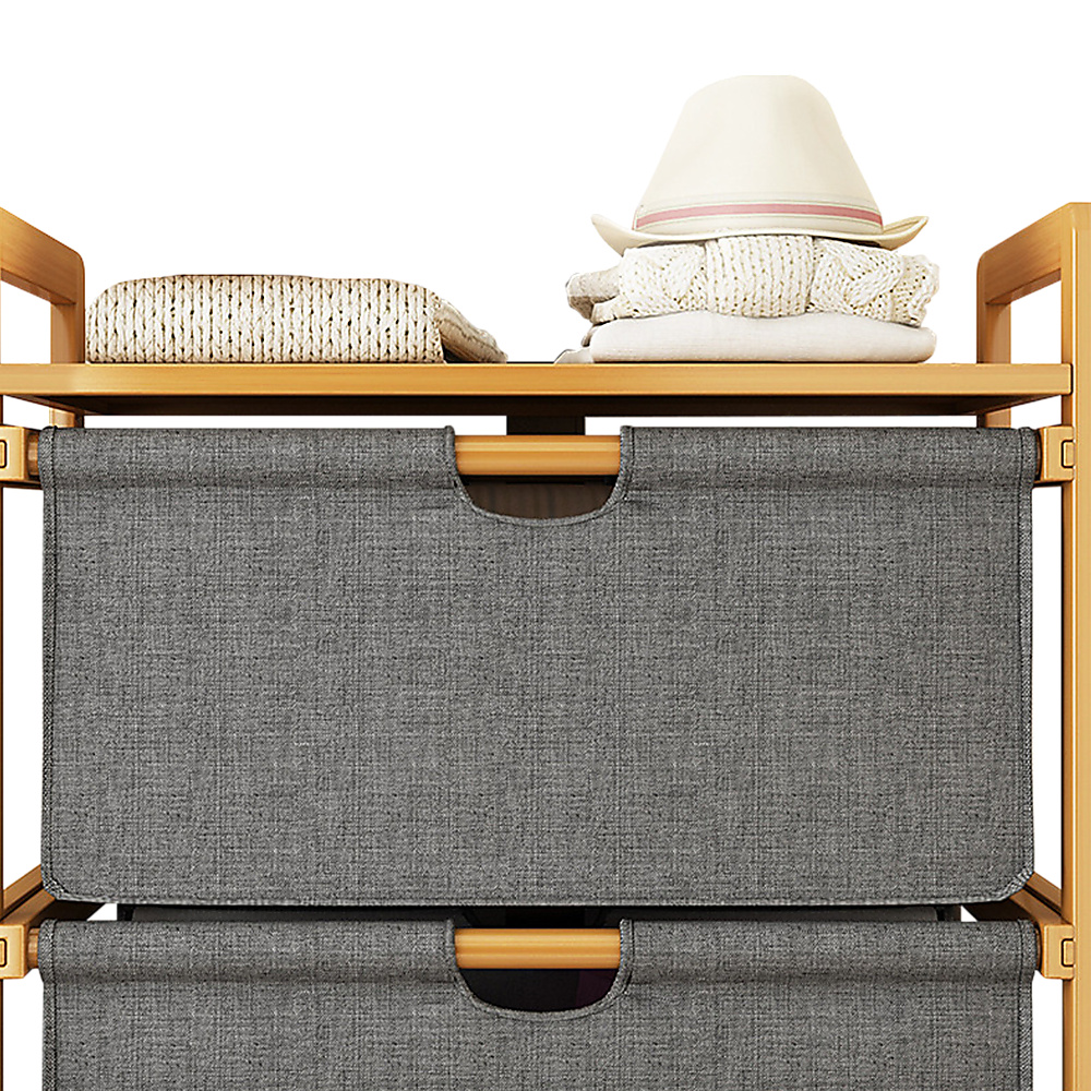 Bamboo Shelf with Storage Hamper - Wooden Bamboo Removable Bags Price