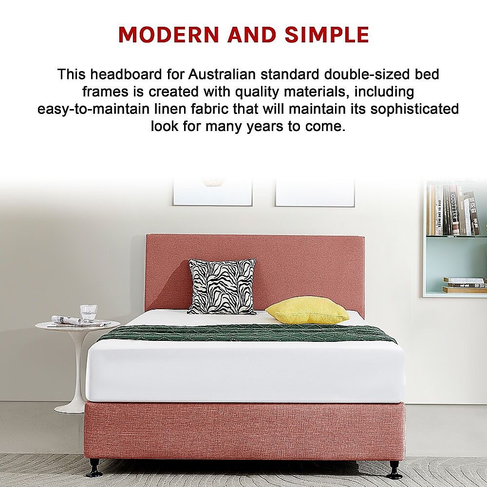 Linen Fabric Double Bed Deluxe Headboard Bedhead - Pearl Copper Brown Price