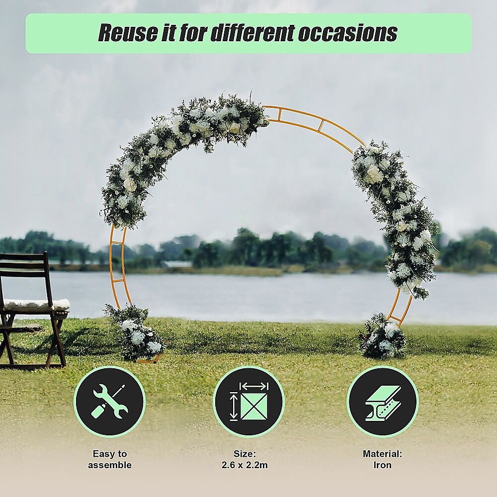 260cm Gold Metal Wedding Arch Round Balloon Birthday Party Price