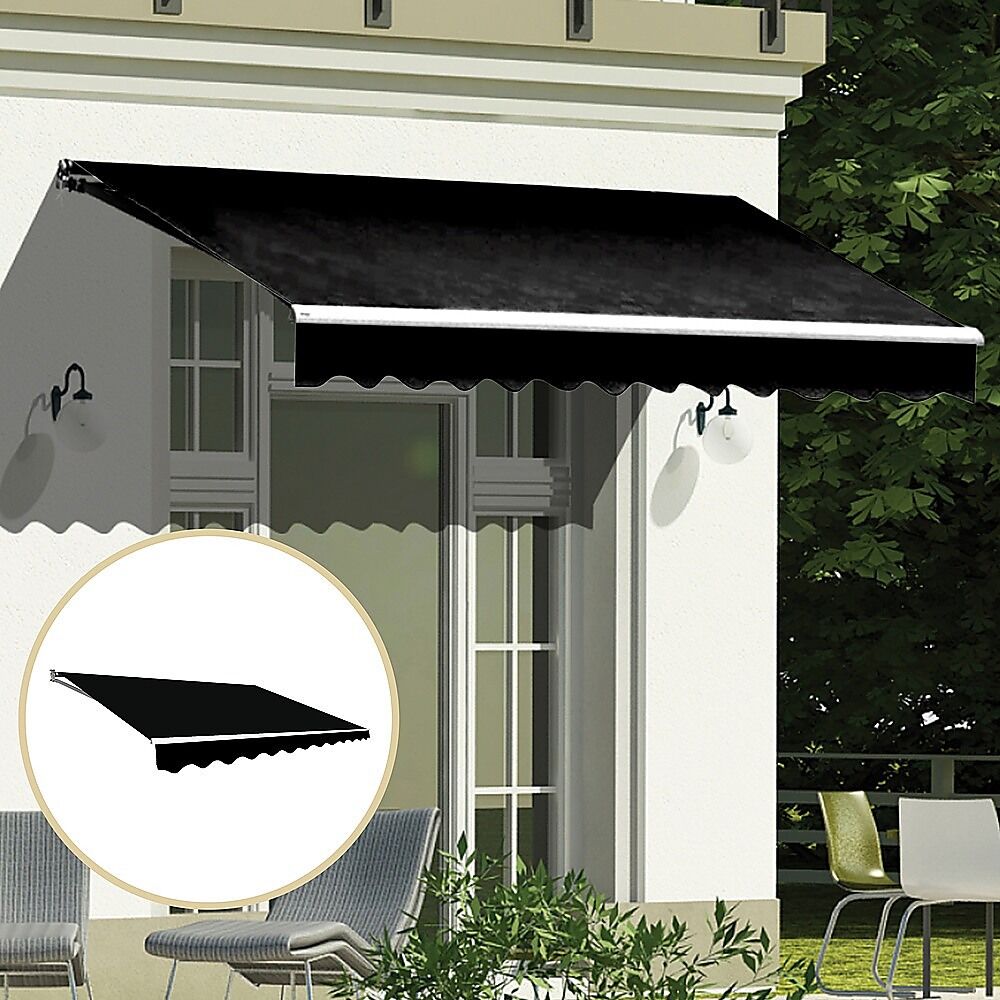 Outdoor Folding Arm Awning Retractable Sunshade Canopy Black 3.0m x 2.5m Price