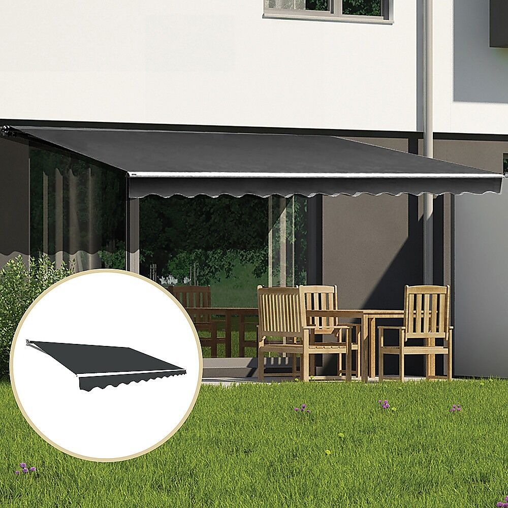 Outdoor Folding Arm Awning Retractable Sunshade Canopy Grey 5.0m x 2.5m Price