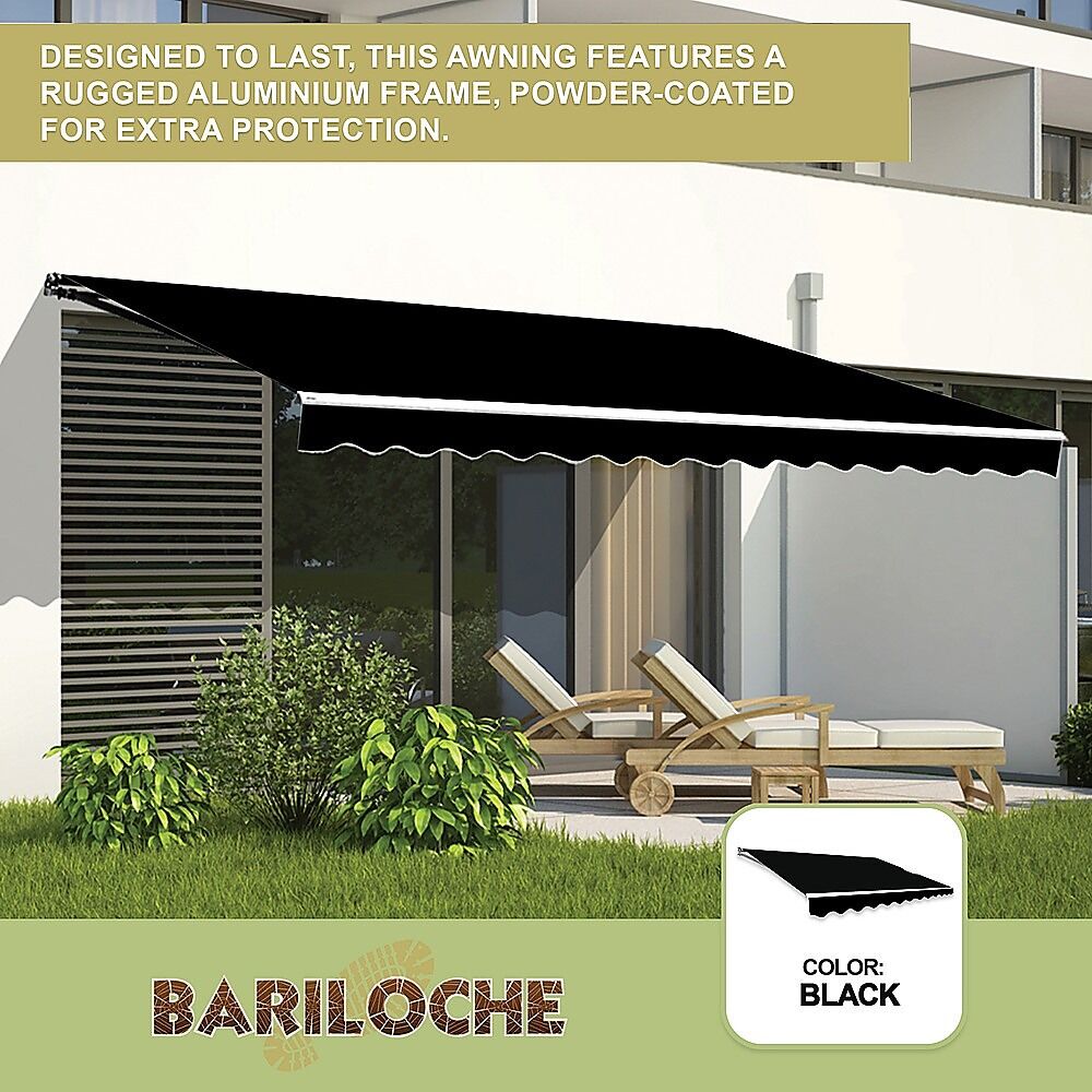 Outdoor Folding Arm Awning Retractable Sunshade Canopy Black 5.0m x 2.5m Price