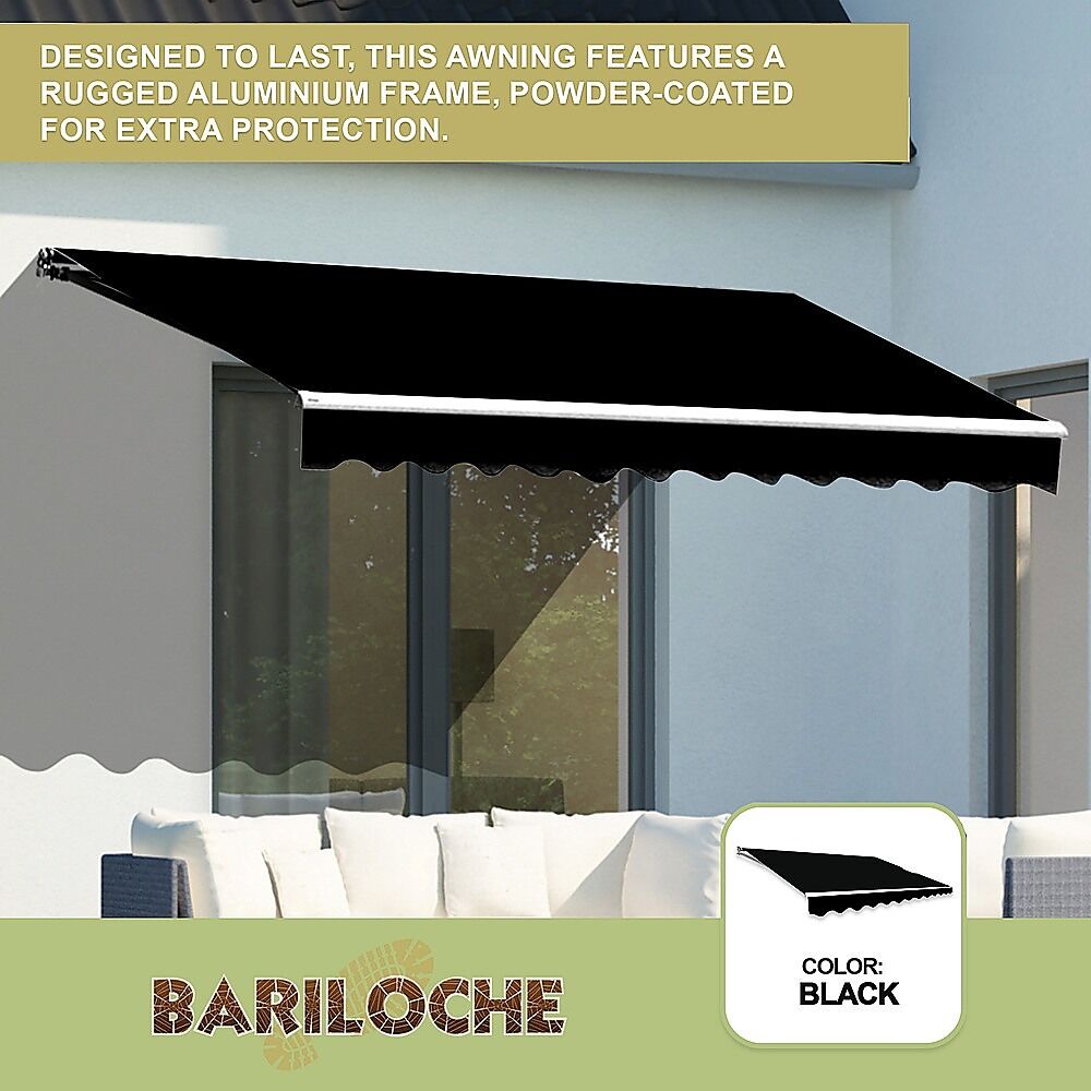 Outdoor Folding Arm Awning Retractable Sunshade Canopy Black 4.0m x 3.0m Price