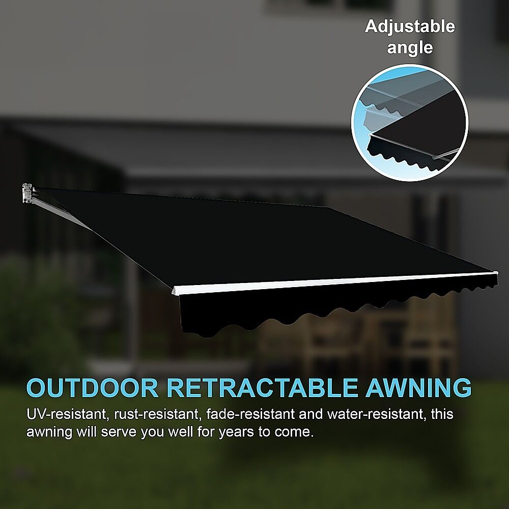 Outdoor Folding Arm Awning Retractable Sunshade Canopy Black 5.0m x 3.0m Price