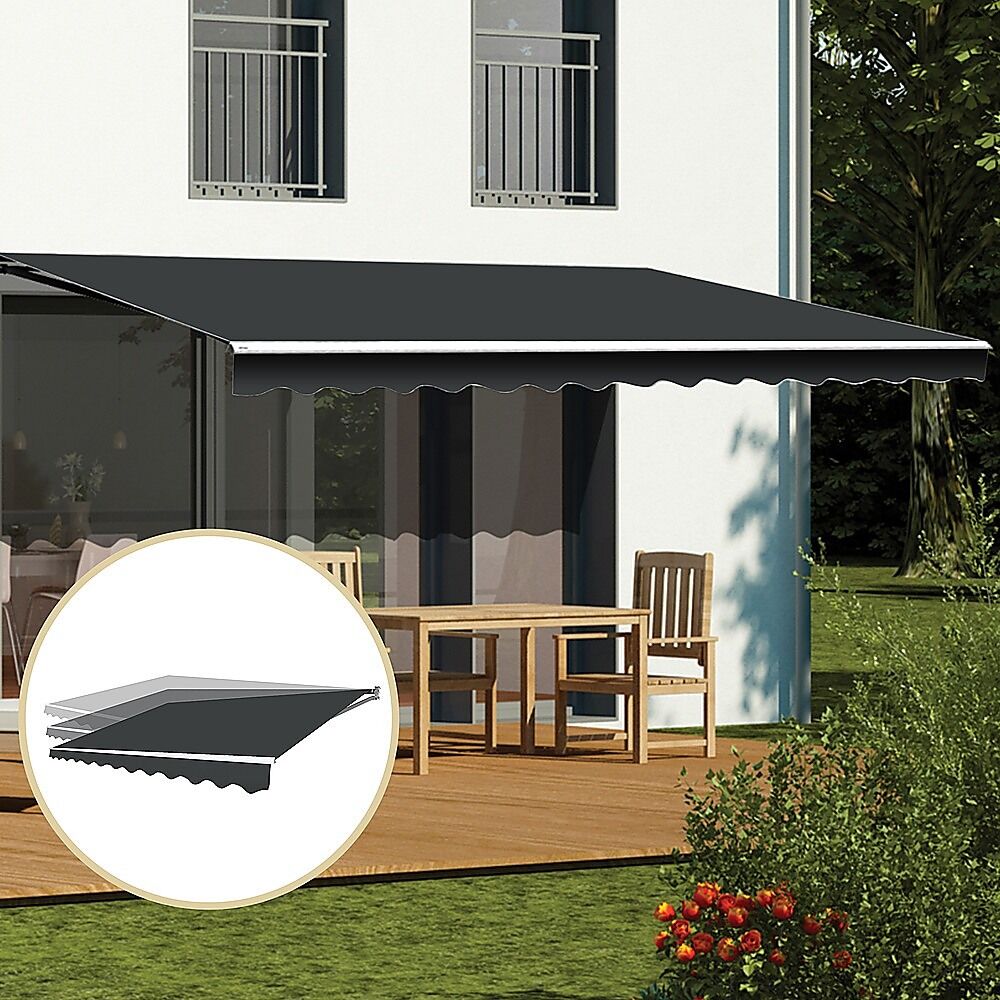 Motorised Outdoor Folding Arm Awning Retractable Sunshade Canopy Grey 4.0m x 2.5m Price