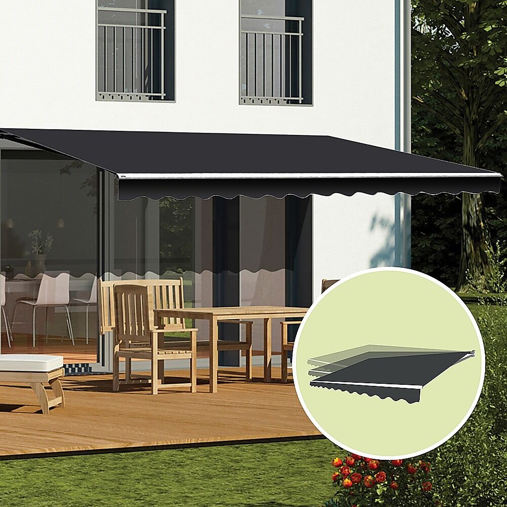 Motorised Outdoor Folding Arm Awning Retractable Sunshade Canopy Grey 5.0m x 2.5m Price