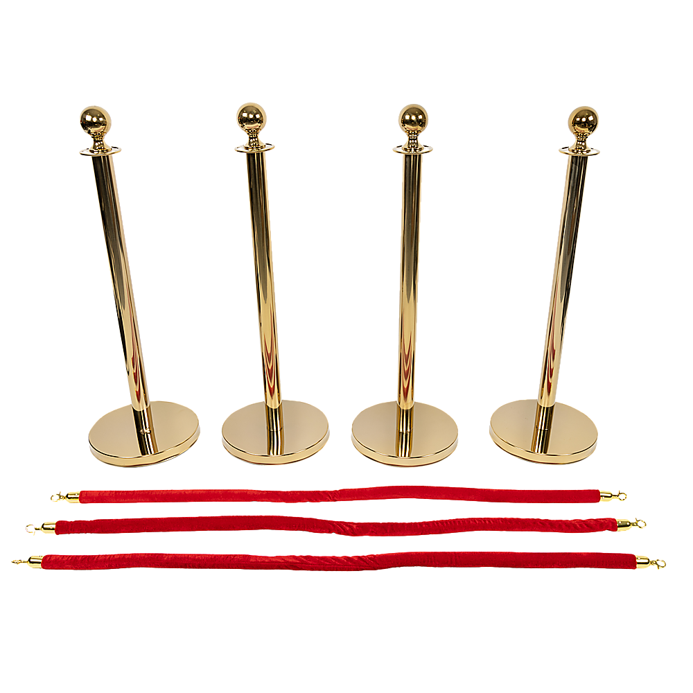 4 x Queue Barriers + 3 Ropes Exhibition Crowd Control Bollards Price