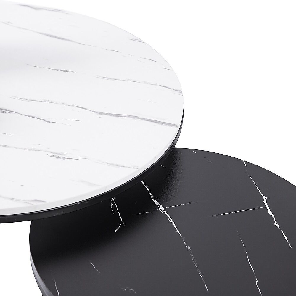 Set of 2 Coffee Table Round Marble Nesting Side End Table Furniture Price