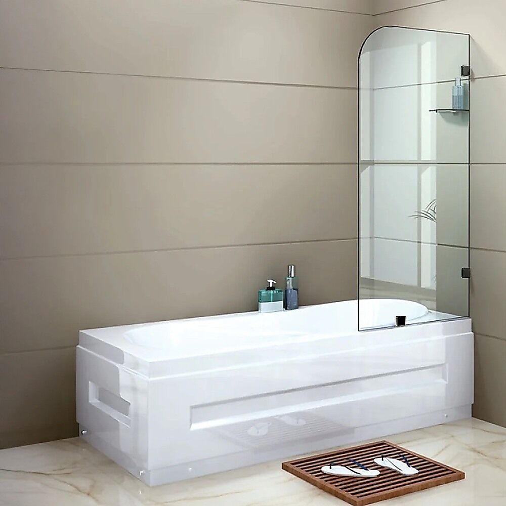 70cm Frameless Glass Bath Screen with Brackets - Black Price