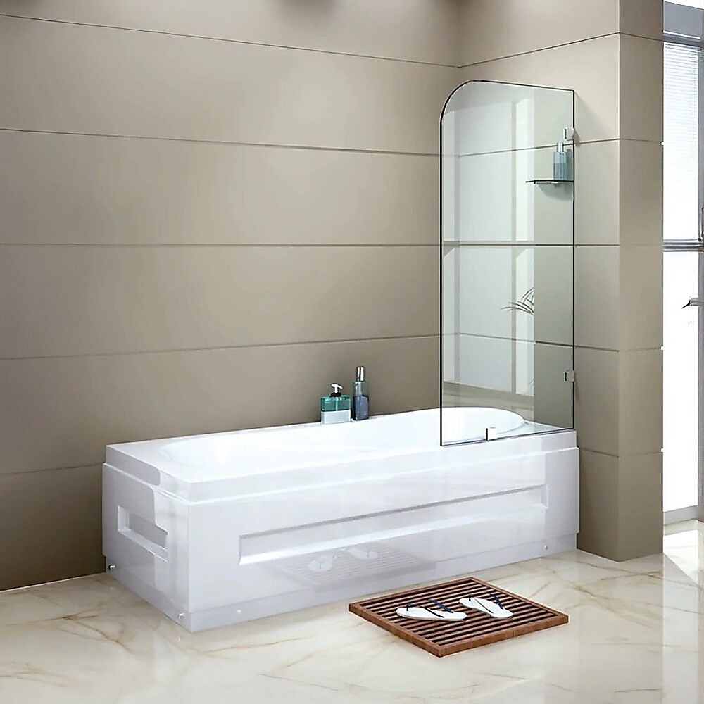 70cm Frameless Glass Bath Screen with Brackets - White Price
