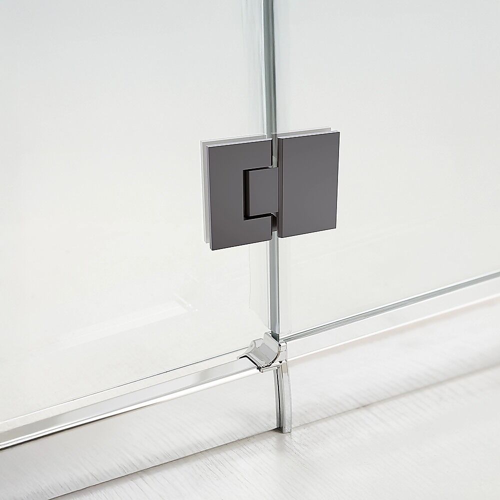 100cm Frameless Glass Bath Screen with Channel and Brass Hinges - Gunmetal Price