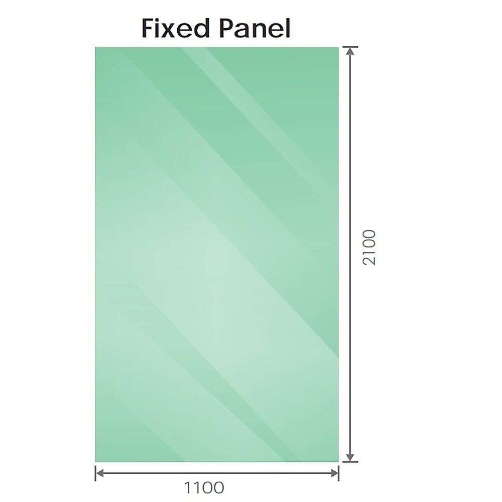 110x210cm Single Shower Glass Screen with Black Wall & Floor F Brackets Price