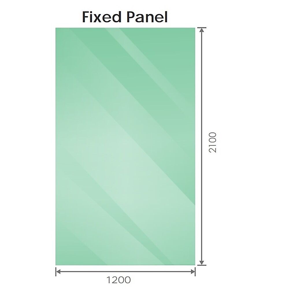 120x210cm Single Shower Glass Screen with Black Wall F-Brackets Price