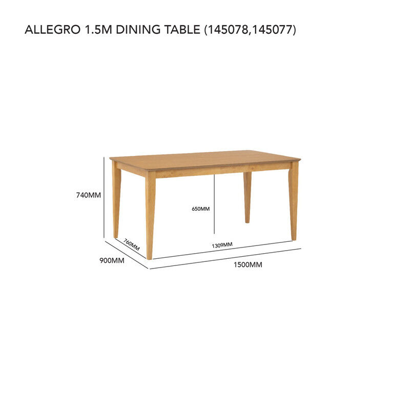 ALLEGRO Dining Table + 6x MESI Dining Chair - 7 Piece Dining Set - Natural Price