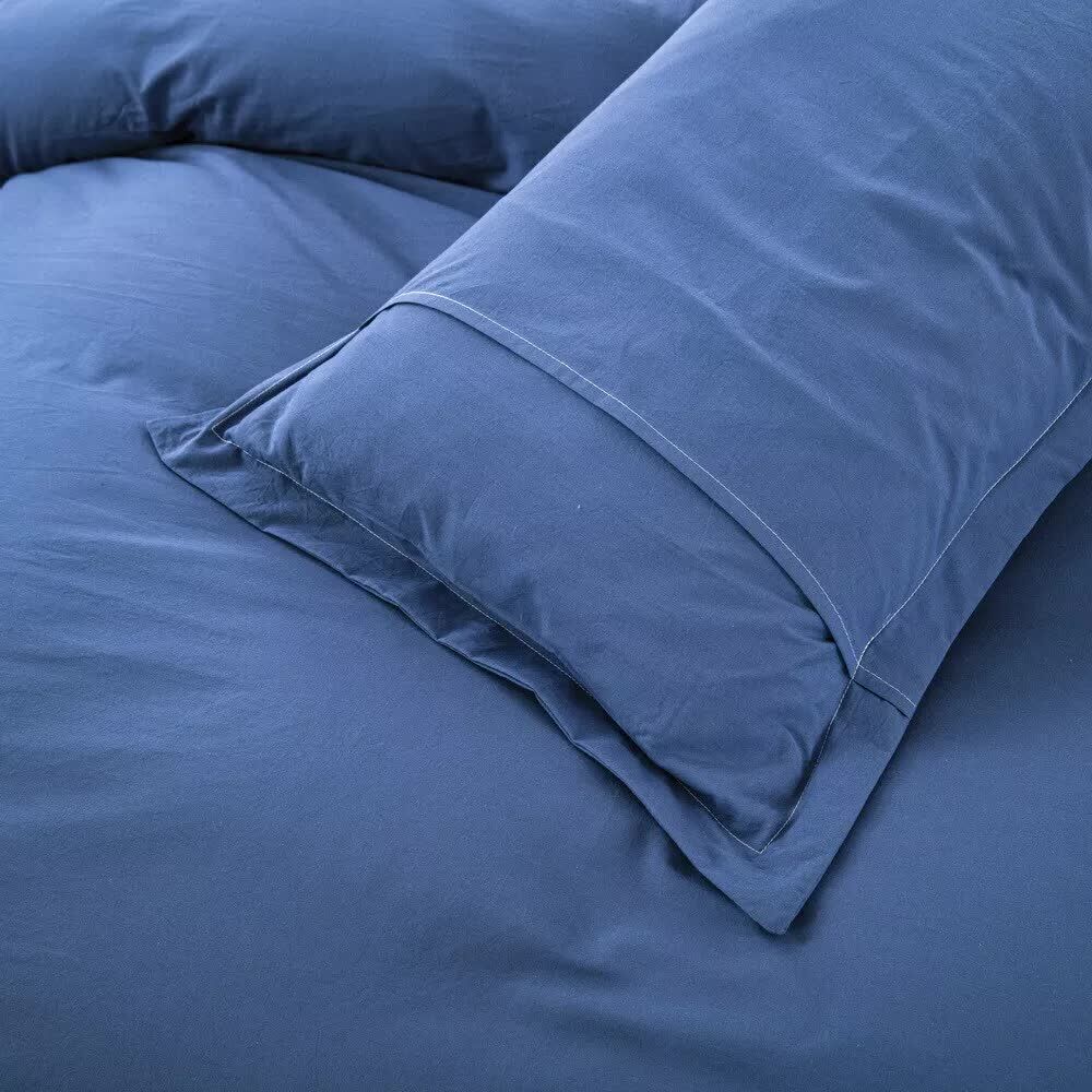 100% cotton Premium Doona Duvet Quilt Cover Set with Soft Pillowcases - Blue-Double Price