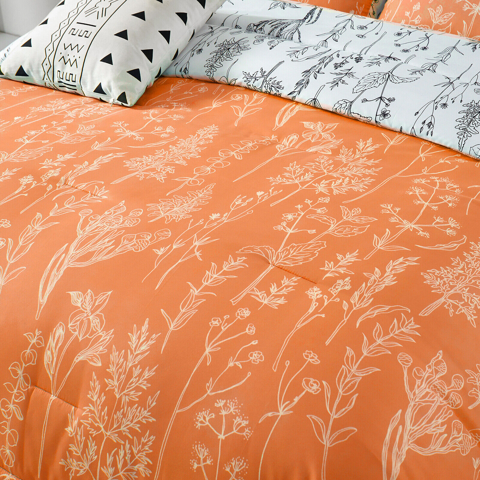 Floral Comforter Set, Queen Size, Reversible Quilted Bedding with Pillowcases Price
