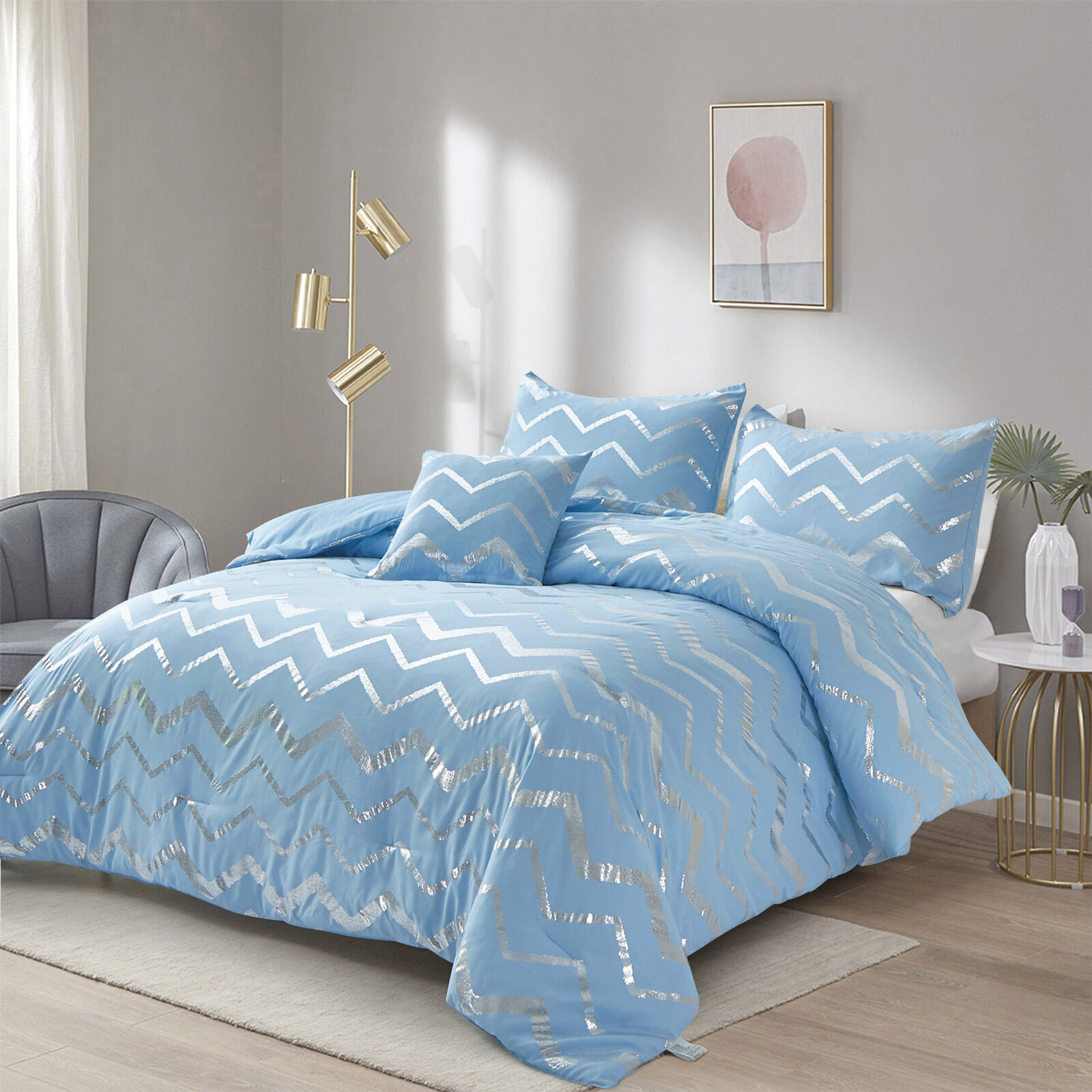 Metallic Print Comforter Set, King Size, Chic 3-Piece Bedding with Pillowcases Price