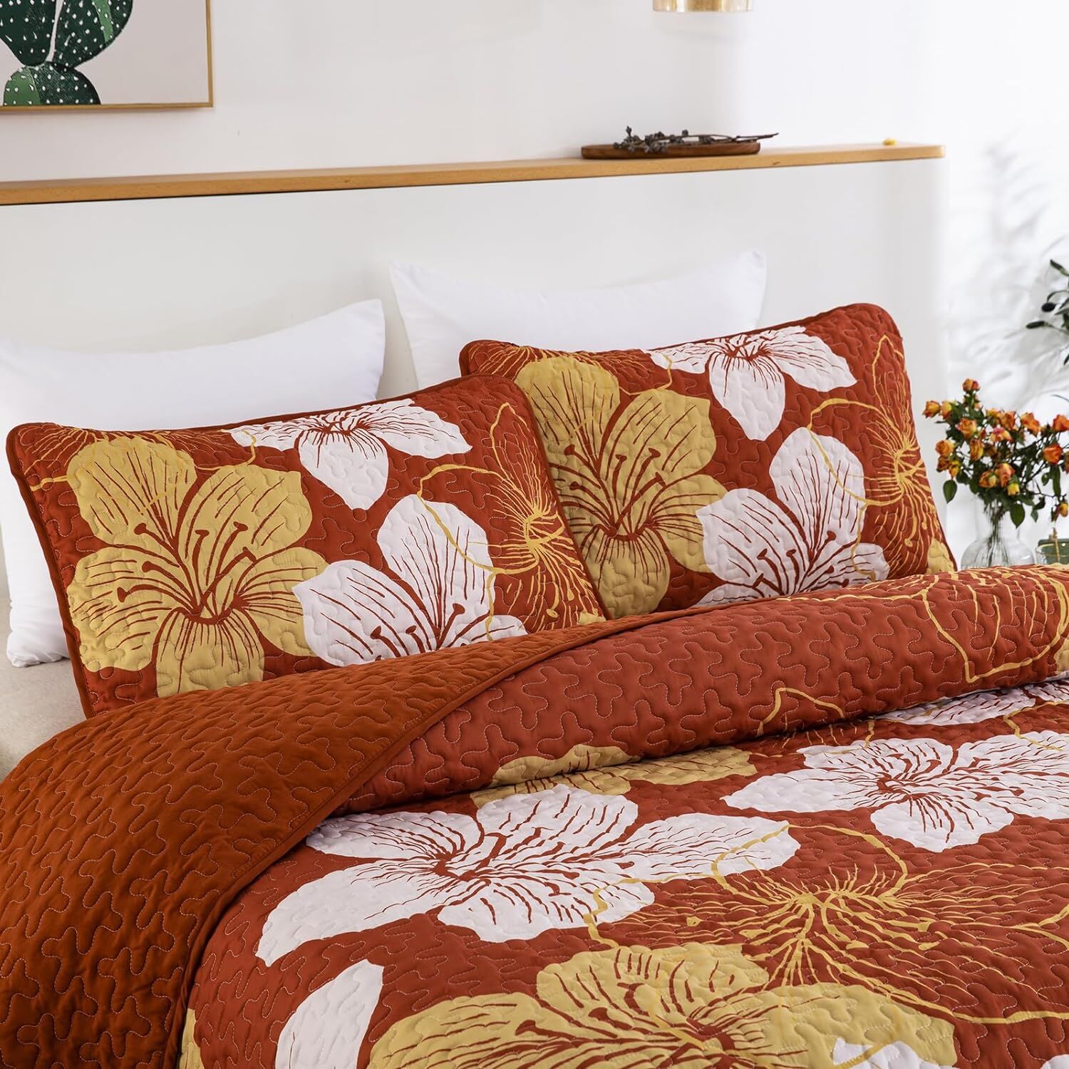 Toasty Quilted bedspread and pillowcovers set: Perfect for Cold Nights - Queen size Price