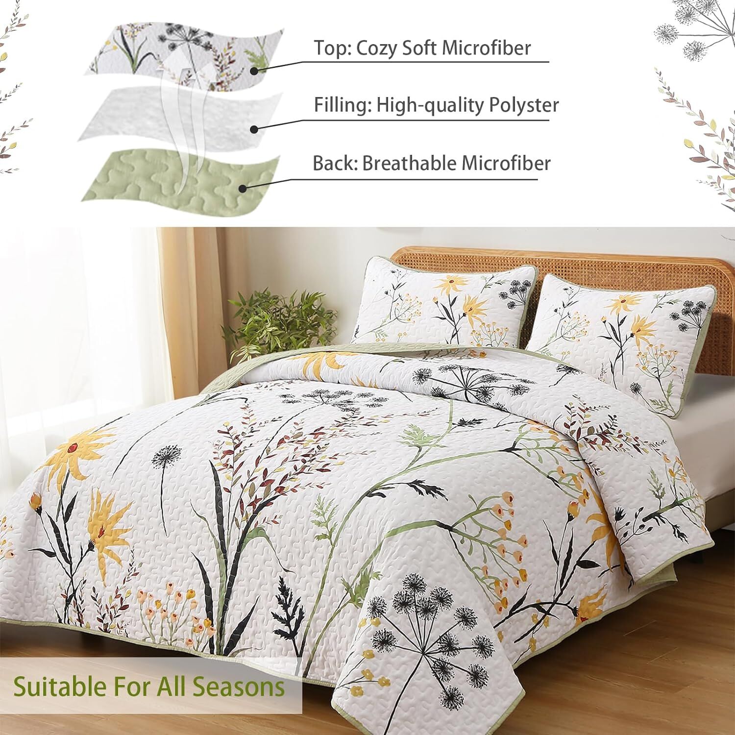 Decorative Quilted Coverlet and Pillowcases Set: Elevate Your Home Decor - Queen size Price