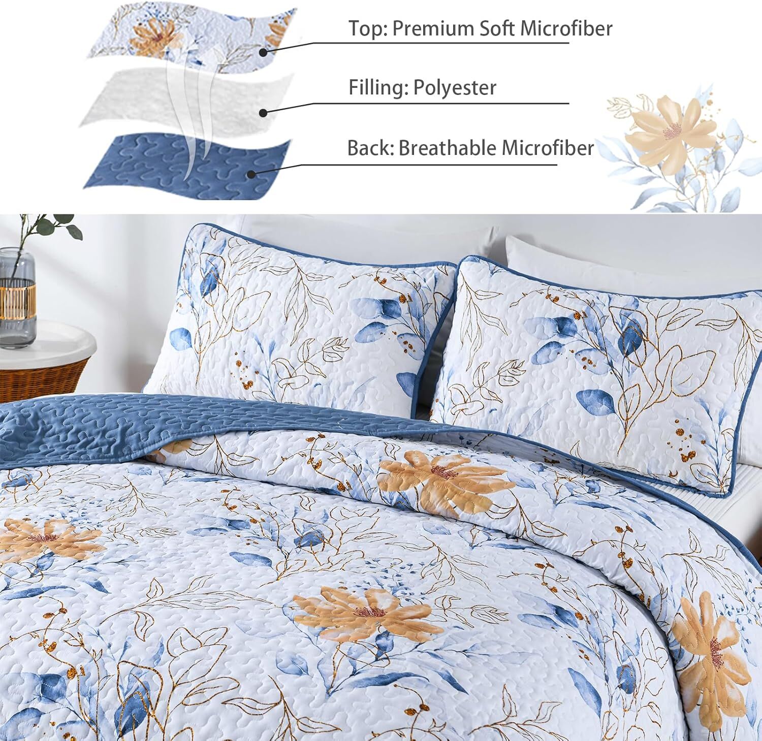 Quietude Quilted coverlet and pillowcovers set: Perfect for Relaxation - Queen size Price