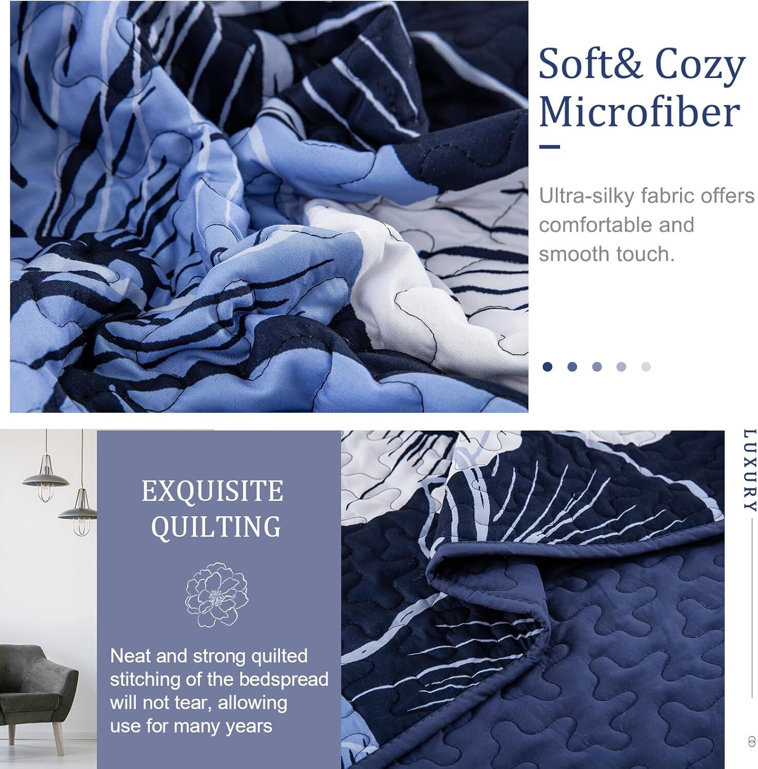 Lavish Quilted Coverlet and Pillowcases Set: Luxurious Comfort for Your Bed - Queen size Price