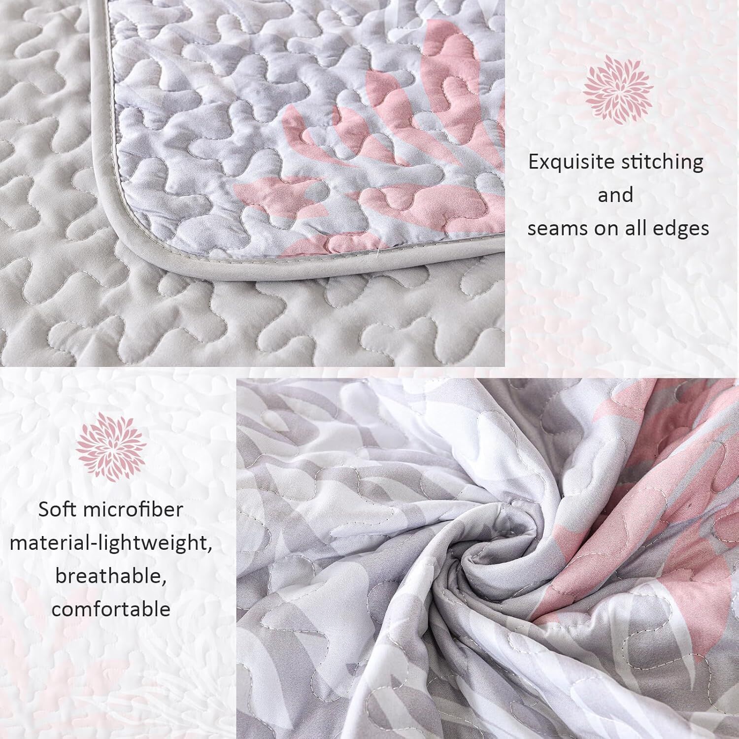 Mosaic Quilted coverlet and pillowcovers set: Unique Patchwork Design - Queen size Price