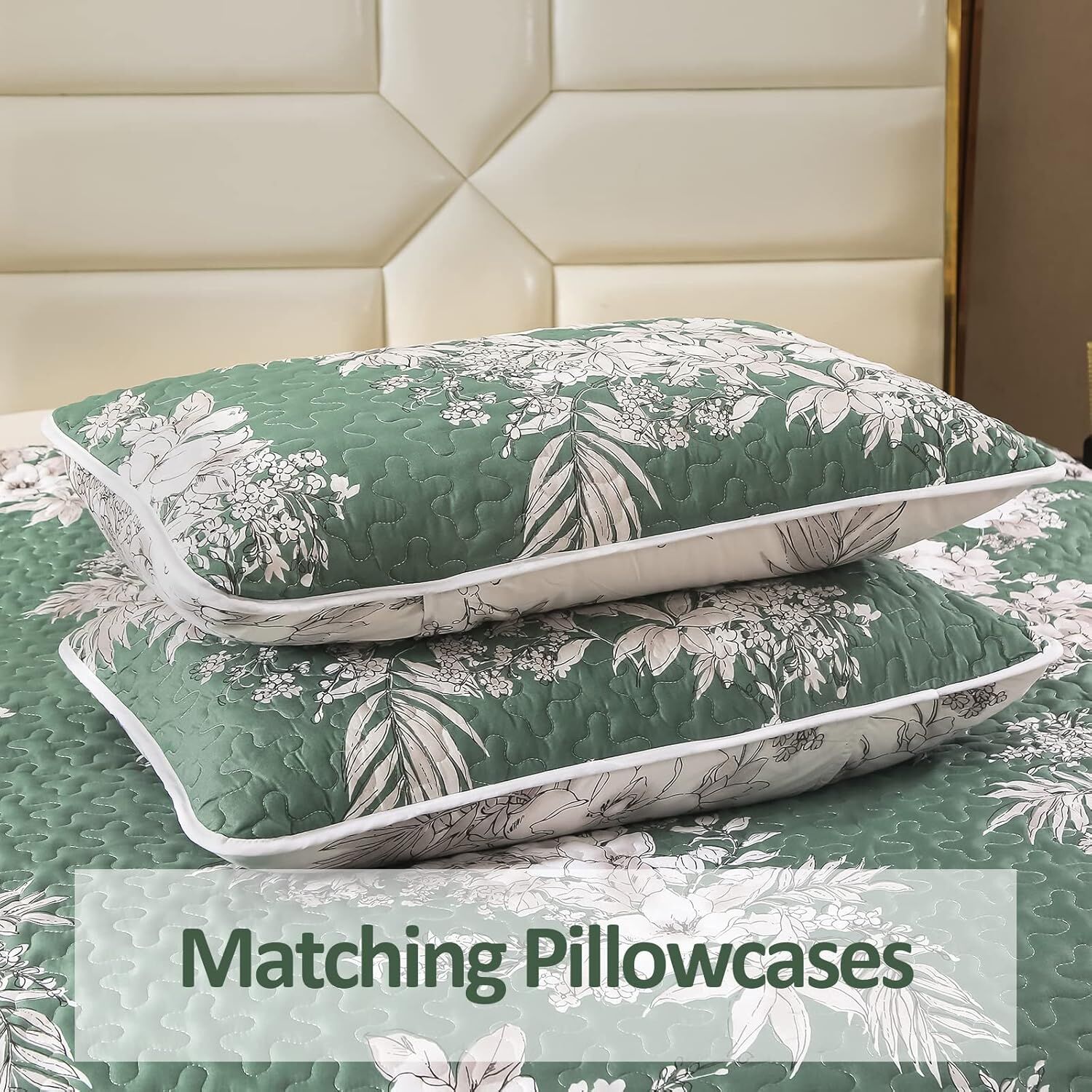Sophisticated Quilted Coverlet and Pillowcases Set: Elevate Your Bedroom Decor - Queen size Price