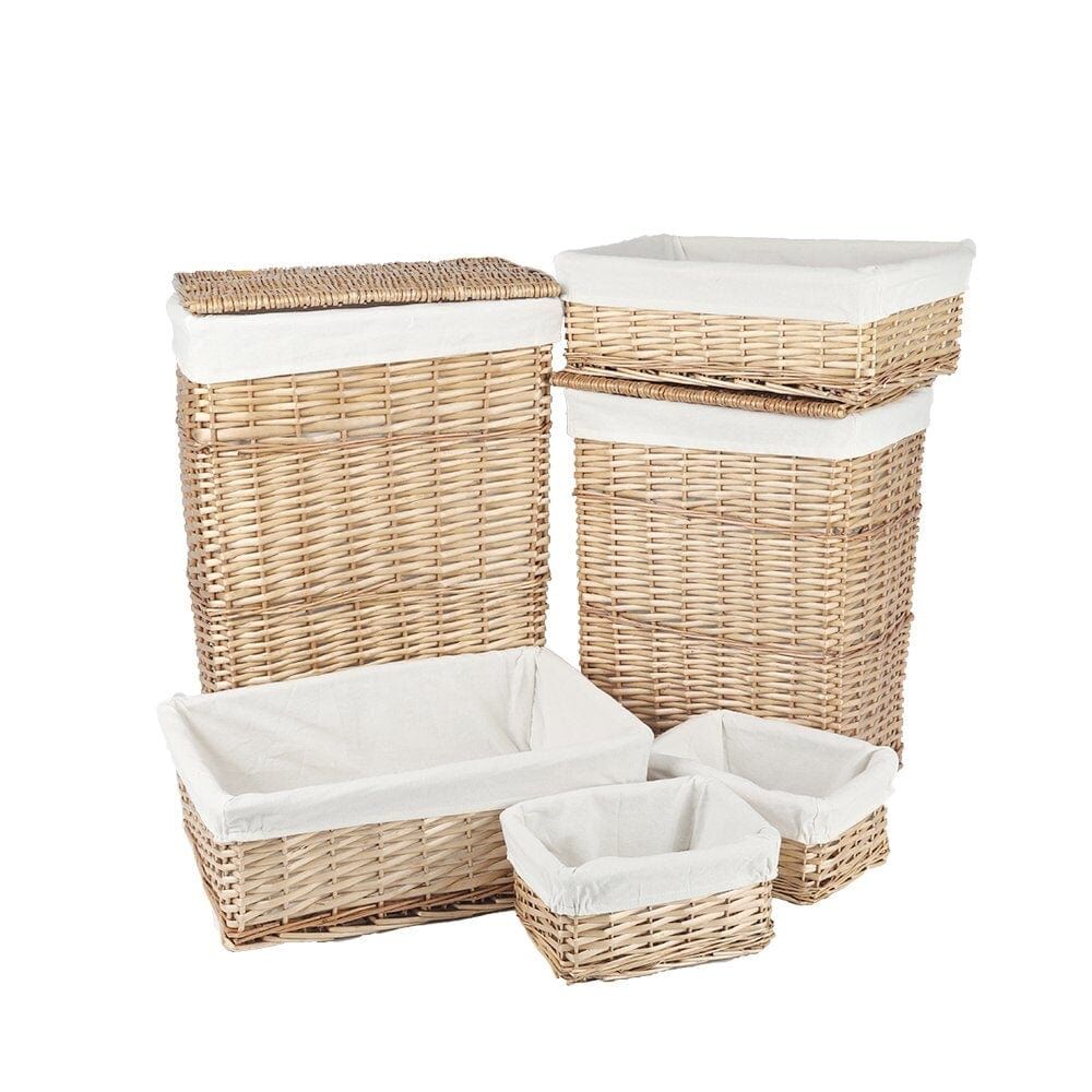 6 Piece Wicker Storage Baskets With Liner Set Price