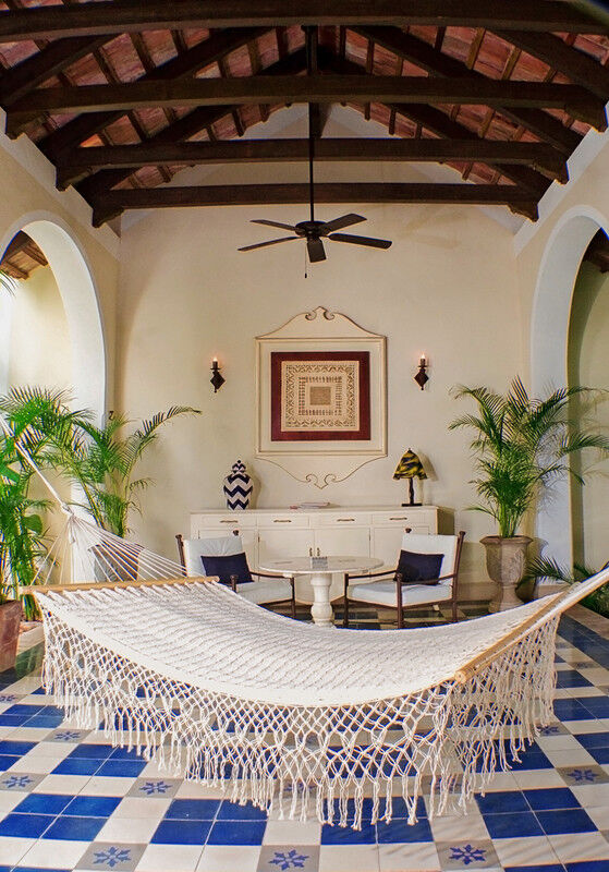 Mayan Legacy Queen Size Outdoor Cotton Mexican Resort Hammock With Fringe in Cream Colour Price