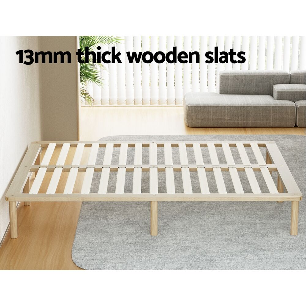 Bed Frame Queen Size Wooden Base Mattress Platform Timber Pine AMBA Price