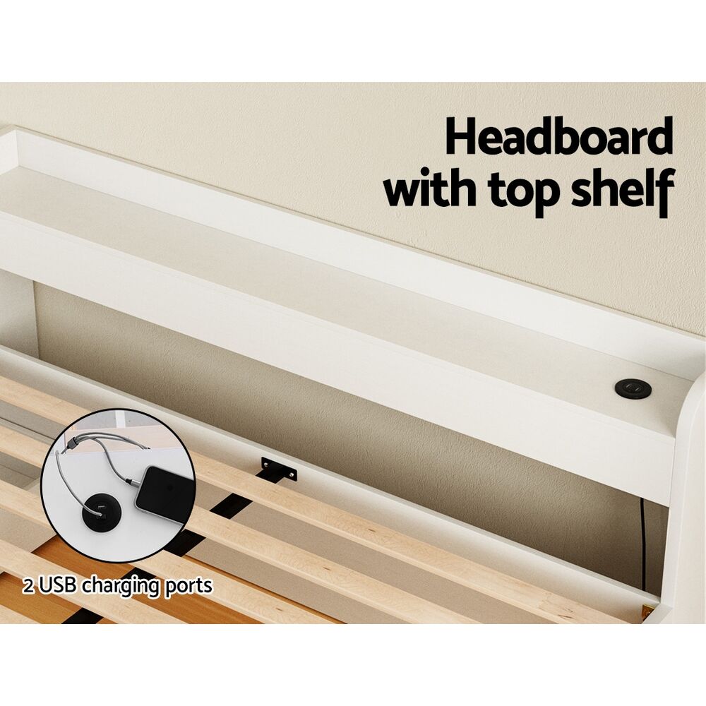 Artiss Bed Frame Double Size Mattress Base wtih Charging Ports 2 Storage Drawers Price