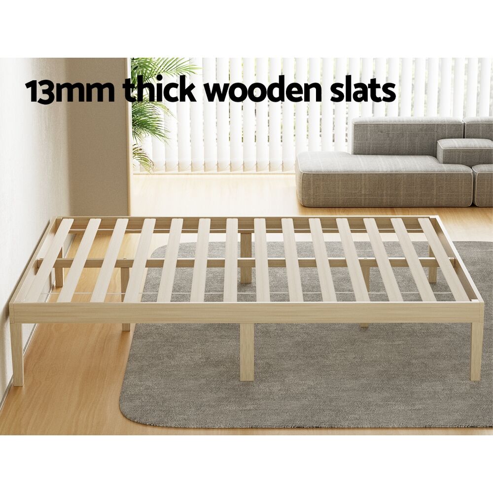 Artiss Bed Frame Queen Size Wooden Base Mattress Platform Timber Pine BRUNO Price