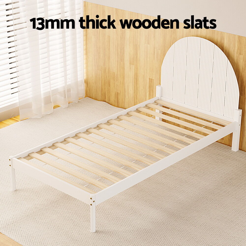 Bed Frame Single Size Wooden White DALY Price