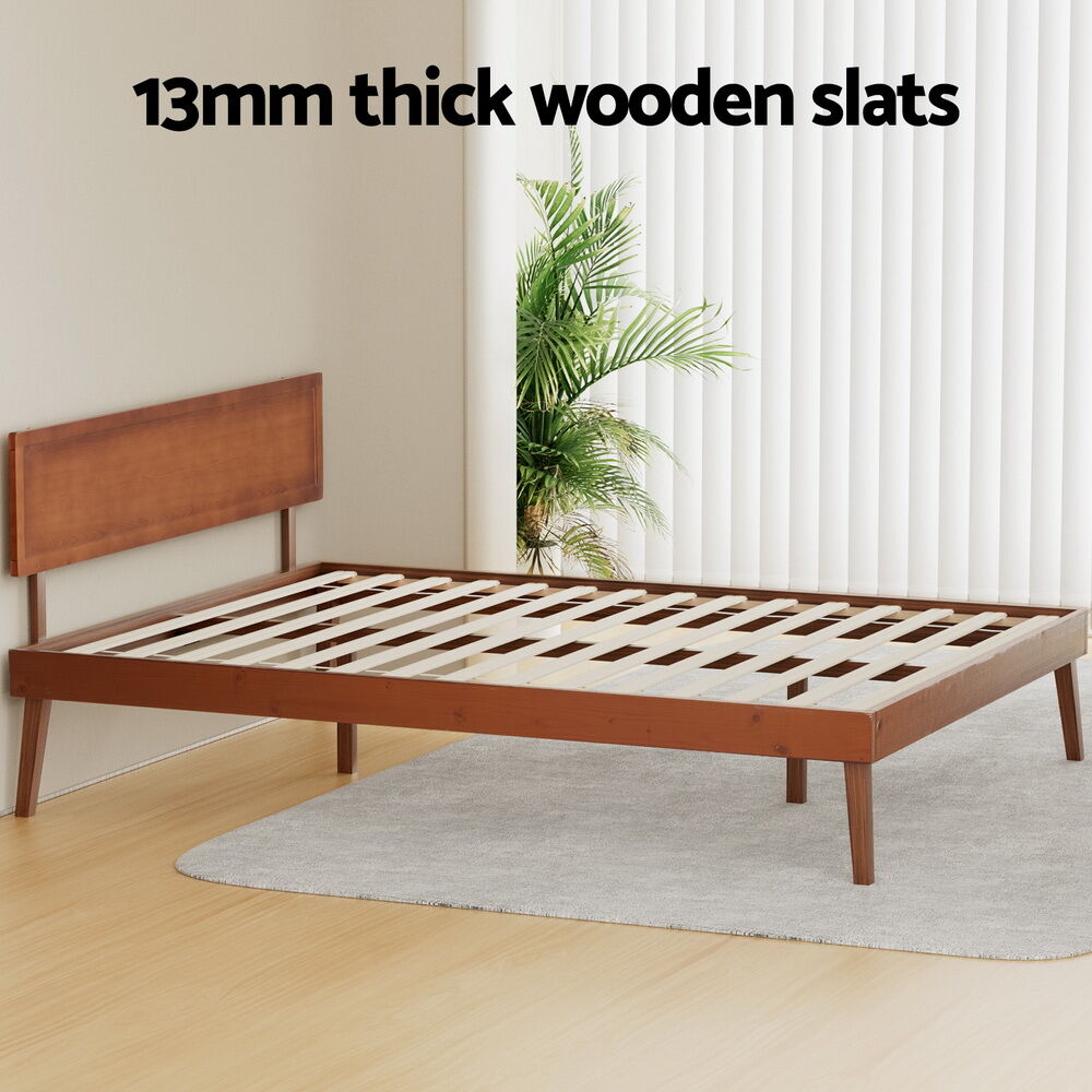 Artiss Bed Frame Queen Size Wooden Bed Base Walnut SPLAY Price