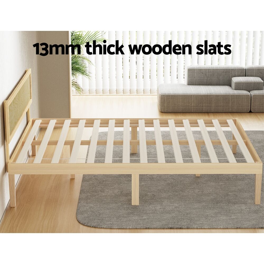Artiss Bed Frame Queen Size Wooden Base Mattress Platform Timber Pine YUMI Price