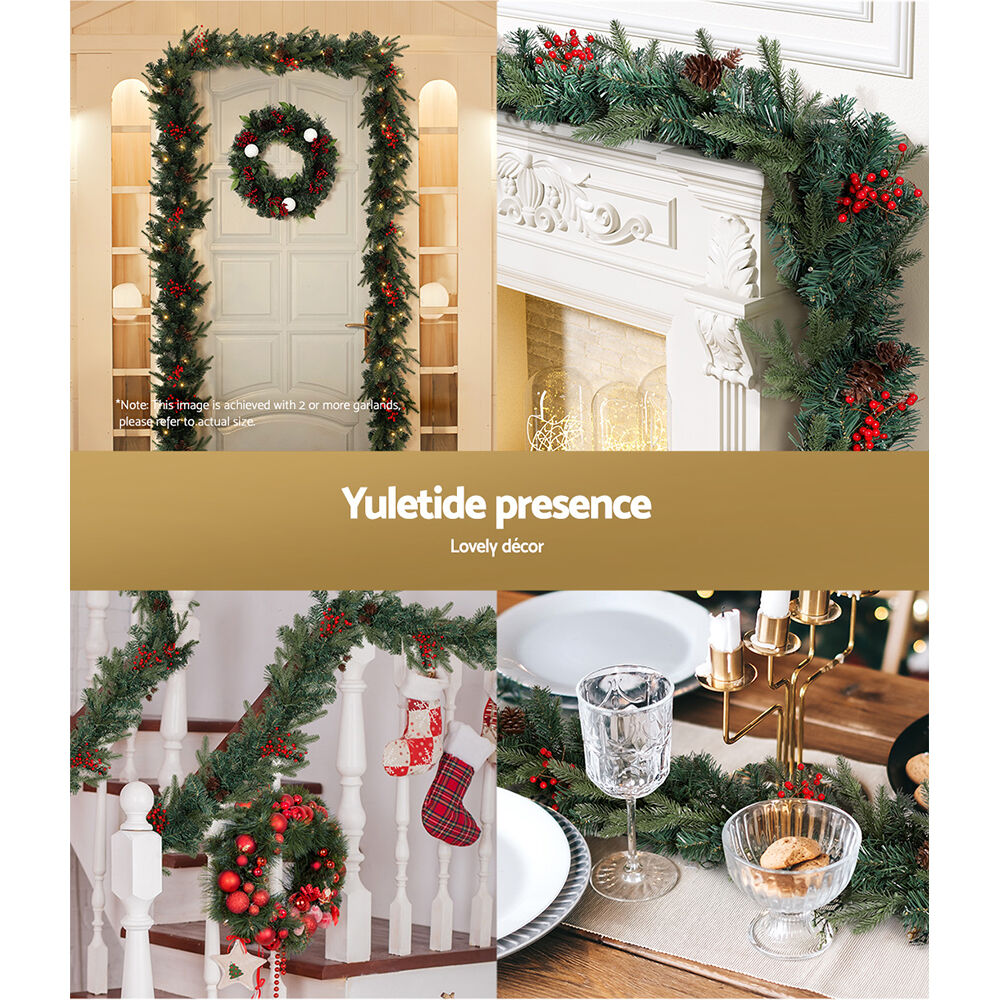 2.4m Christmas Garland with LED Lights Decorations Xmas Party Price