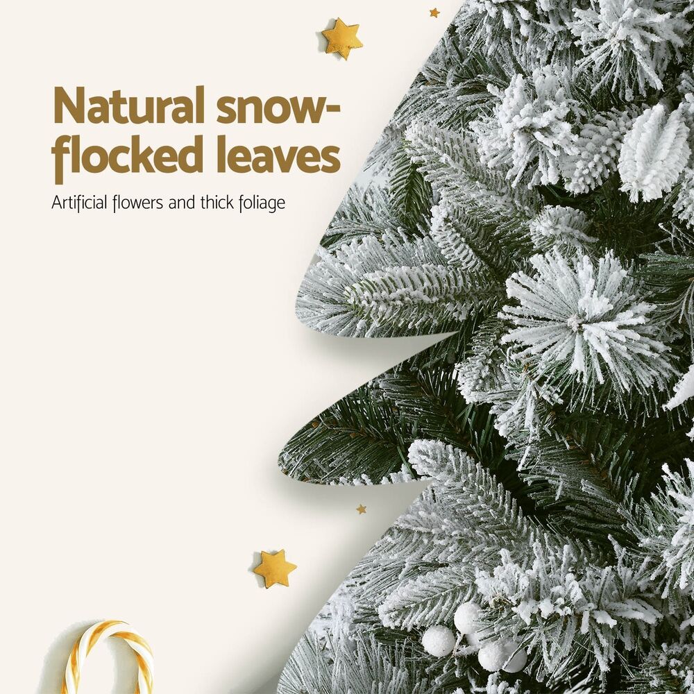 Christmas Tree 1.8m Xmas Tree Snow Flocked Flowers Decor 564 Tips Price