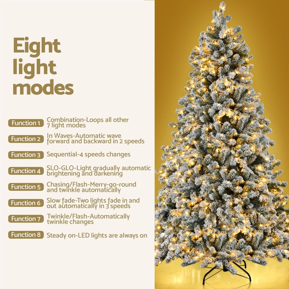 Christmas Tree 1.8m Snow Flocked LED Xmas Decoration 8 Light Modes Price