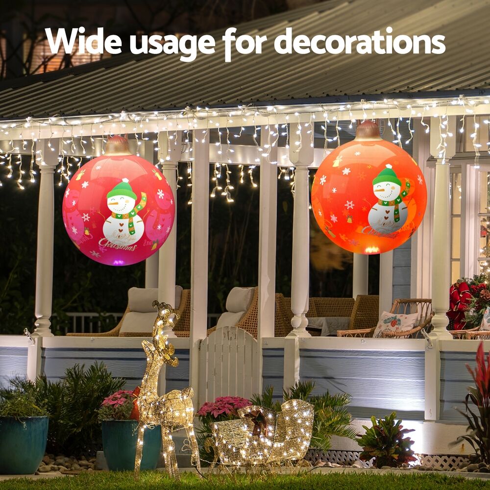 Christmas Inflatable Ball Led 60cm Snowman Decoration Bauble Red Price