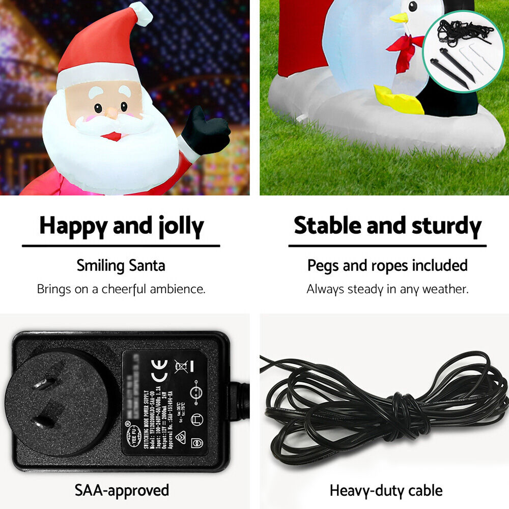 Christmas Inflatable Archwary Santa 3M Illuminated Decorations Price