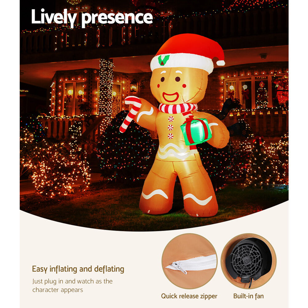 Christmas Inflatable Gingerbread Man 2.4M Illuminated Decorations Price