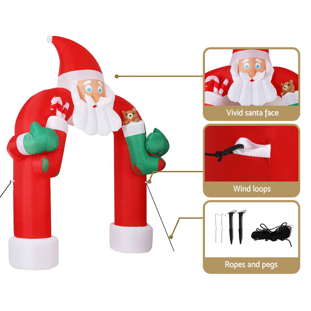 Jingle Jollys Christmas Inflatable Santa Archway 2.3M Outdoor Decorations Lights Price