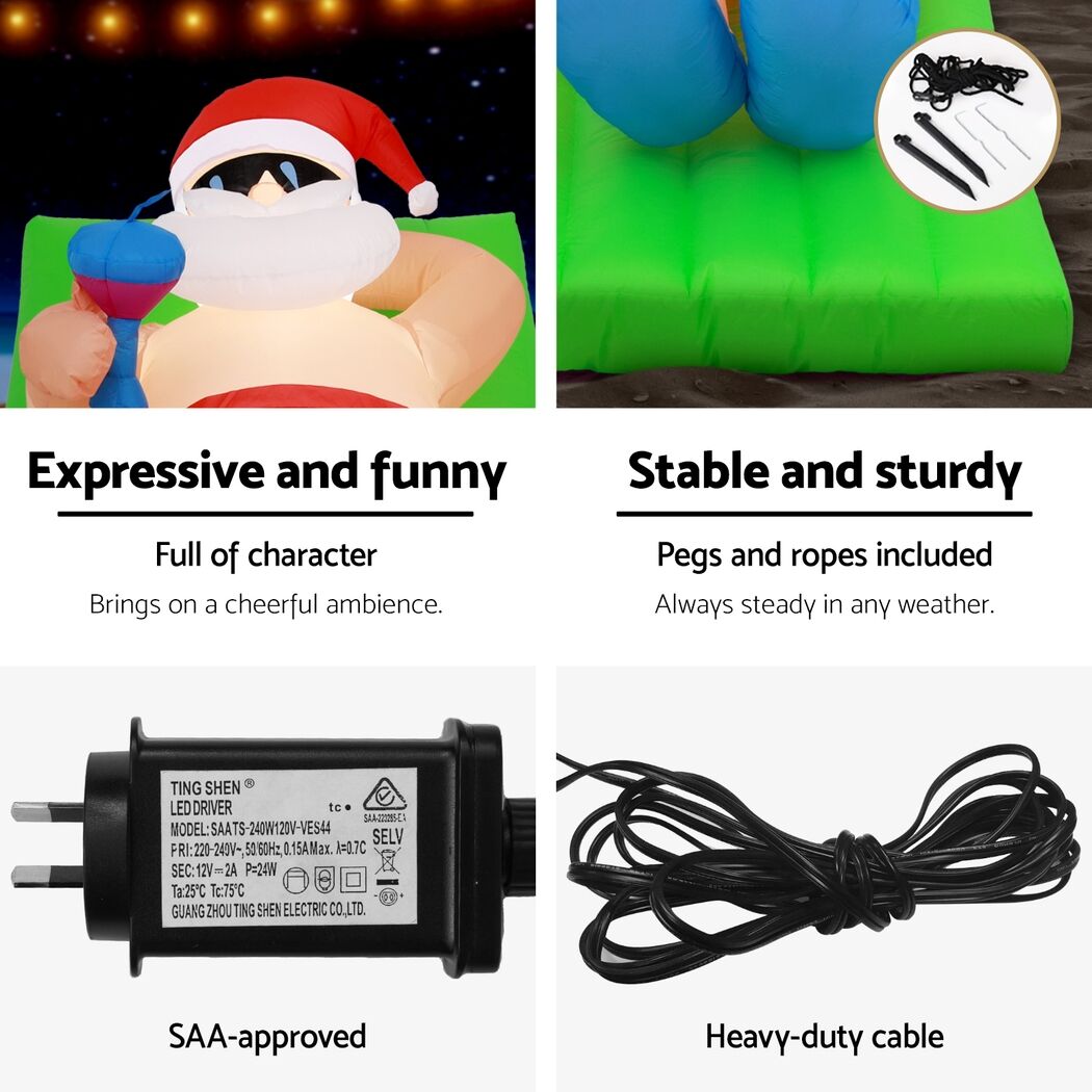 Christmas Inflatable Santa Bench 1.8M LED Illuminated Decorations Price