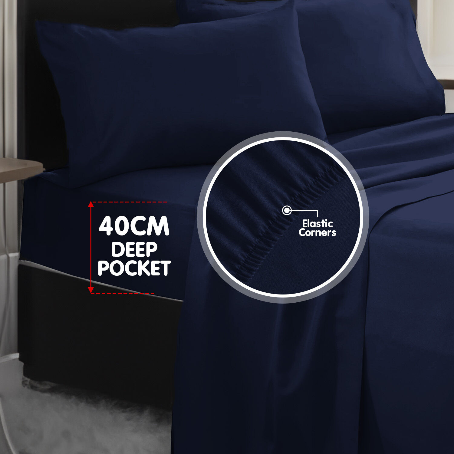 4pc 1000 Thread Count Cotton Rich Queen Bed Sheet Gift Pack CVC Microfibre Blend in Navy Price