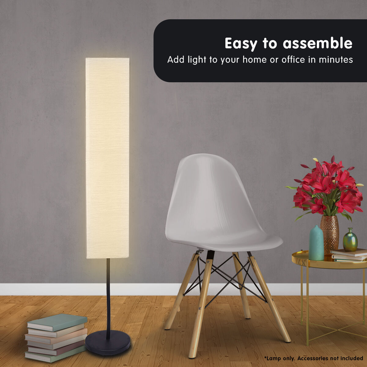 Sarantino Metal Floor Lamp with White Paper Wrinkle Shade Light Stand Price