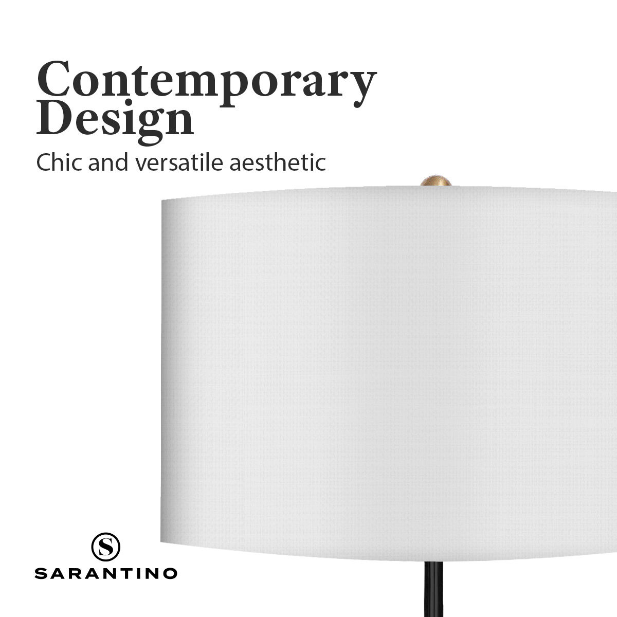 Sarantino Metal Floor Lamp Brushed Brass Finish with White Shade Price