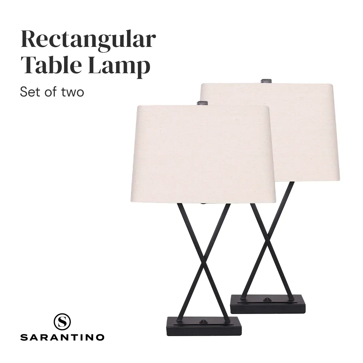 Sarantino Pair (x2) Metal Table Lamp Rectangular Shade X Stand Price