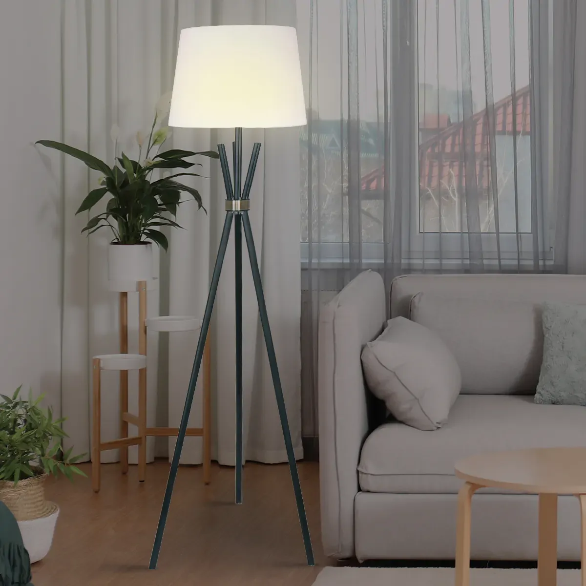Sarantino Tripod Floor Lamp in Metal and Antique Brass Price